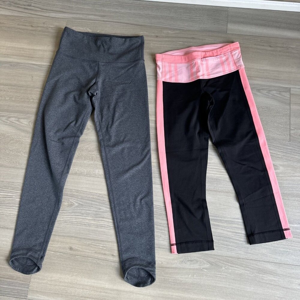 LULULEMON Leggings Capris Women’s Size 2 Lot Of 2 Pair - Black Coral & Gray‎